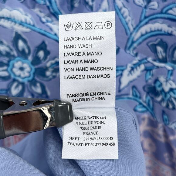 ANTIK BATIK Iloni Open Back Dress Womens Small Cotton Silk Printed Midi V-neck - Picture 13 of 16